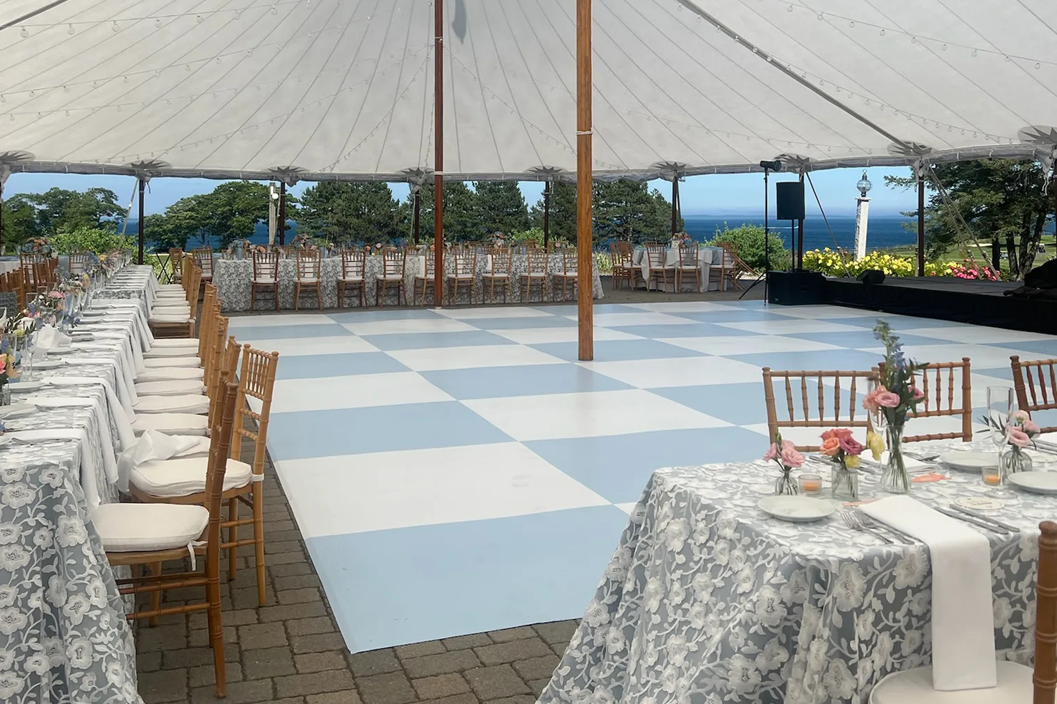 Checkered Dancefloor under Tent Maine